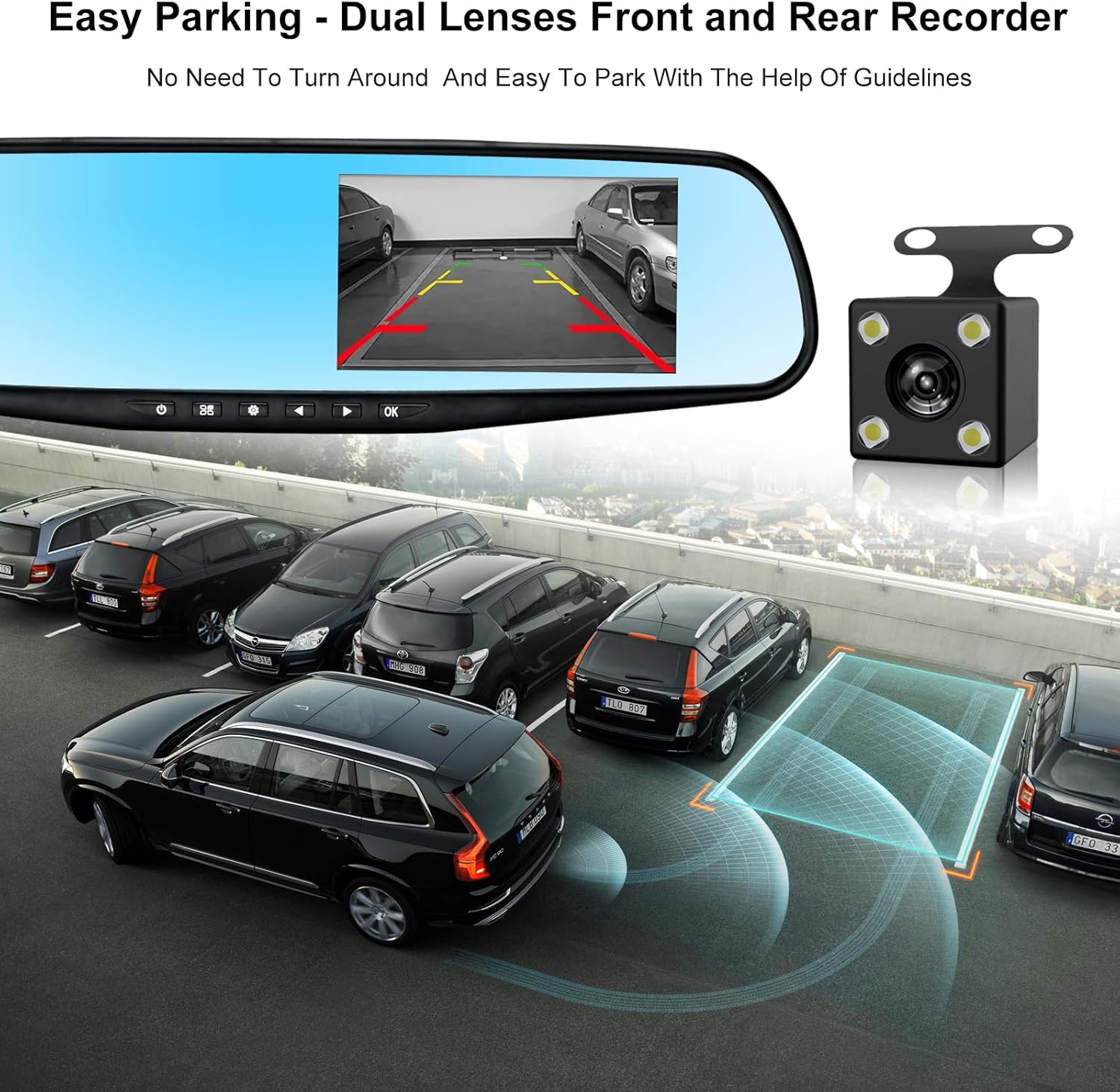 Mirror Dash Cam Front and Rear Car Camera