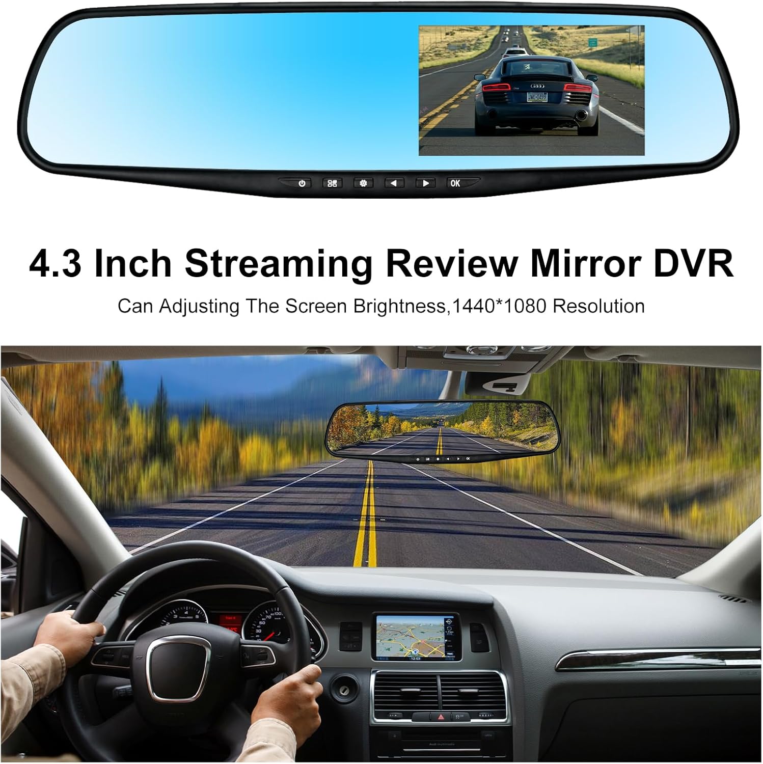 Mirror Dash Cam Front and Rear Car Camera